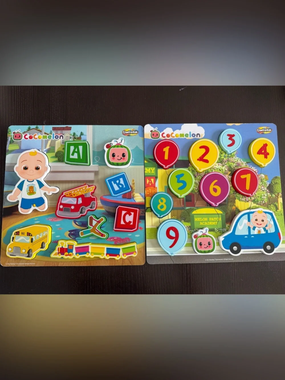 Great Cocomelon Bundle!  Wooden Number & Vehicle Puzzles - Colorful!